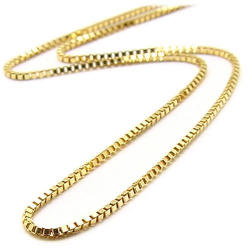 16" 0.6MM Box Chain in 10K Yellow Gold on a white background