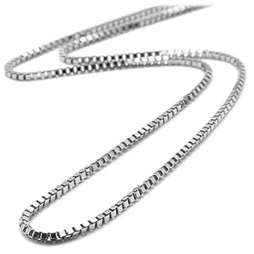 16" 0.6MM Box Chain in 10K White Gold on white background - Maui Divers Jewelry