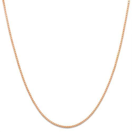 16" 0.45mm Box Chain in 10K Rose Gold on white background - Maui divers Jewelry