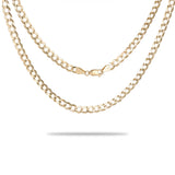 A 5.5mm Curb Chain in Gold with a clasp on a white background from Maui Divers Jewelry.	