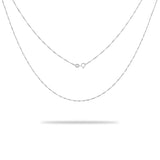 a 1.0mm Singapore Chain in White Gold with a clasp on a white background from Maui Divers Jewelry.	