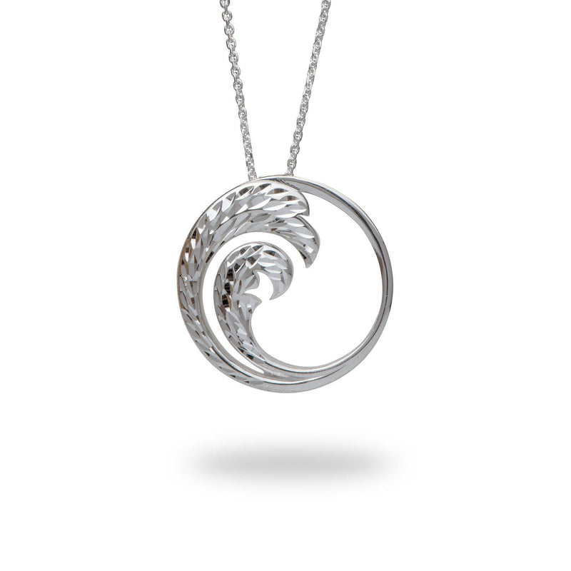 24" Adjustable Nalu Pendant in Sterling Silver - 30mm-Maui Divers Jewelry