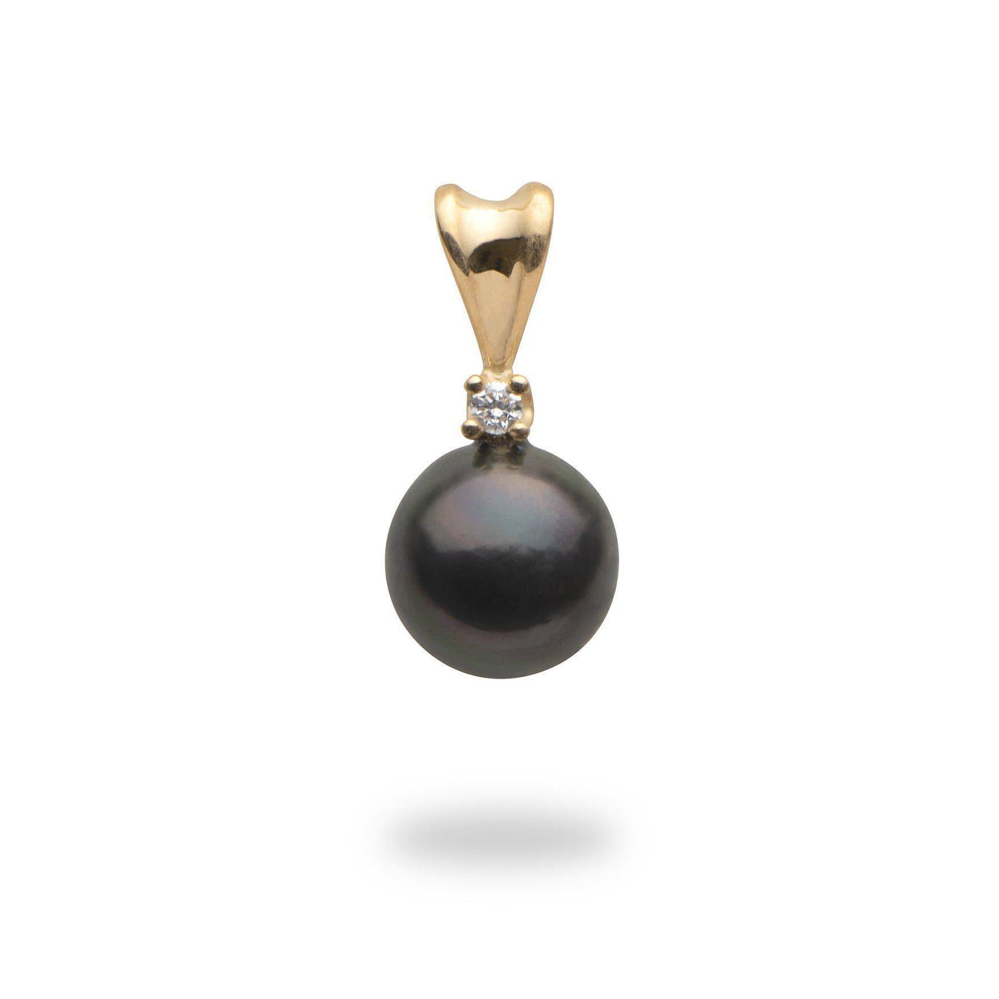 Tahitian Black Pearl Pendant in Gold with Diamonds-Maui Divers Jewelry