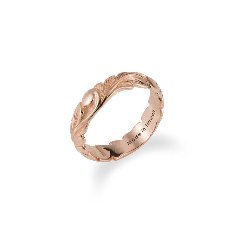 Hawaiian Heirloom Old English Scroll Ring in Rose Gold - 4.5mm - Maui divers Jewelry