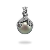 Tahitian Black Pearl Pendant with Diamonds in 14K White Gold (14-15mm)
