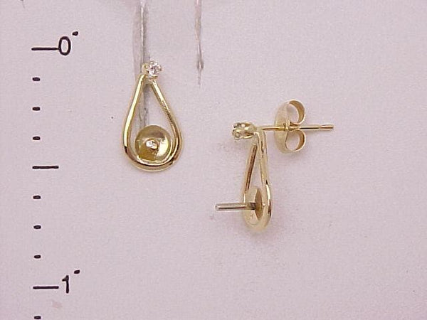 Teardrop Earrings Mounting with Diamonds in 14K Yellow Gold - Maui Divers Jewelry