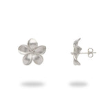 Pick A Pearl Plumeria Earrings in White Gold - 18mm - Maui Divers Jewelry