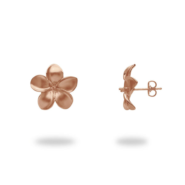 Pick A pearl Plumeria Earrings in Rose Gold - 13mm - Maui Divers Jewelry