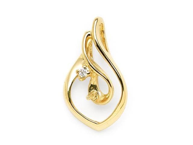 Ocean Wave Pendant Mounting with Diamond in 14K Yellow Gold - Maui Divers Jewelry