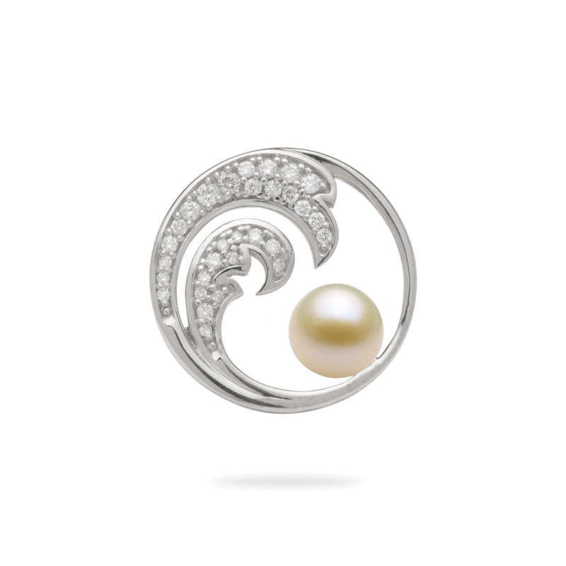 Nalu Pick A Pearl Pendant with Diamonds in 14K White Gold with White Pearl - Maui Divers Jewelry
