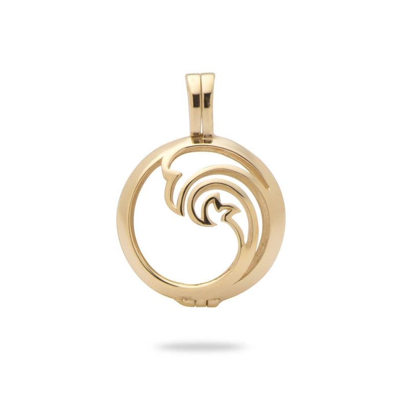 Nalu (Waves) Cage Pendant Mounting in 14K Yellow Gold - Maui Divers Jewelry