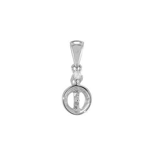 Pendant Mounting with Diamond in 14K White Gold-[SKU]