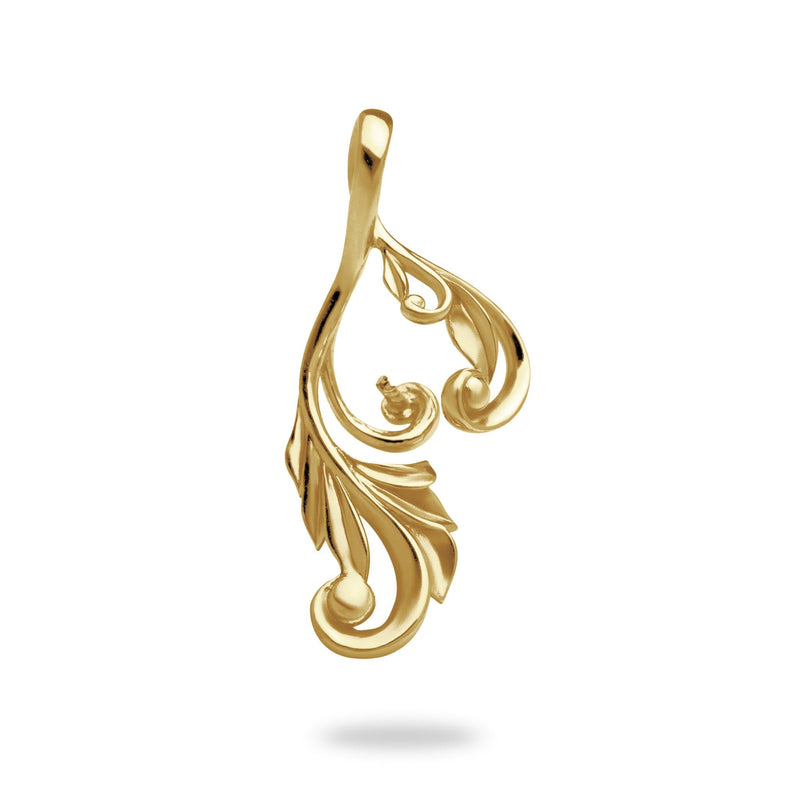 Pick A Pearl Maile Scroll Pendant in Yellow Gold - Maui Divers Jewelry