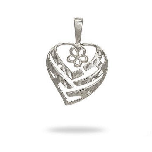 Pick a Pearl Aloh aHeart Pendant in White Gold - 18mm - Maui Divers Jewelry