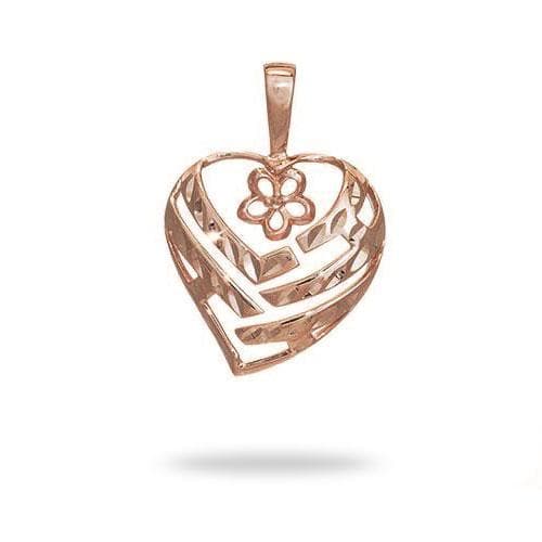 Pick A Pearl Aloha Heart Pendant in Rose Gold - 18mm - Maui Divers Jewelry