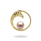 Pick A Pearl Nalu (Wave) Pendant in Gold with Pink Pearl - Maui Divers Jewelry