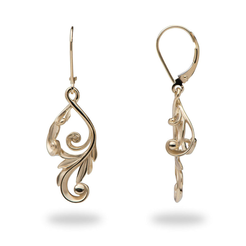 Maile Scroll Earrings Mounting in 14K Yellow Gold-[SKU]