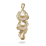 Maile Scroll Pendant Mounting in 14K Yellow Gold with White Pearl - Maui Divers Jewelry