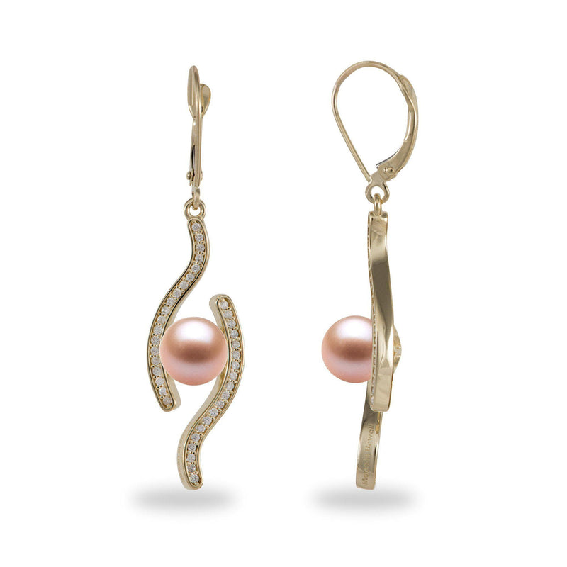 Pick a Pearl Bypass Earrings with Diamonds in 14K Yellow Gold-[SKU]