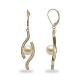 Pick a Pearl Bypass Earrings with Diamonds in 14K Yellow Gold-[SKU]
