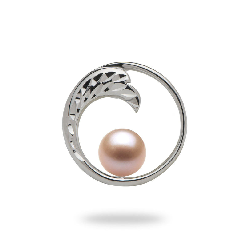 Pick A Pearl Nalu Pendant in White Gold - 18mm with Pink Pearl - Maui Divers Jewelry