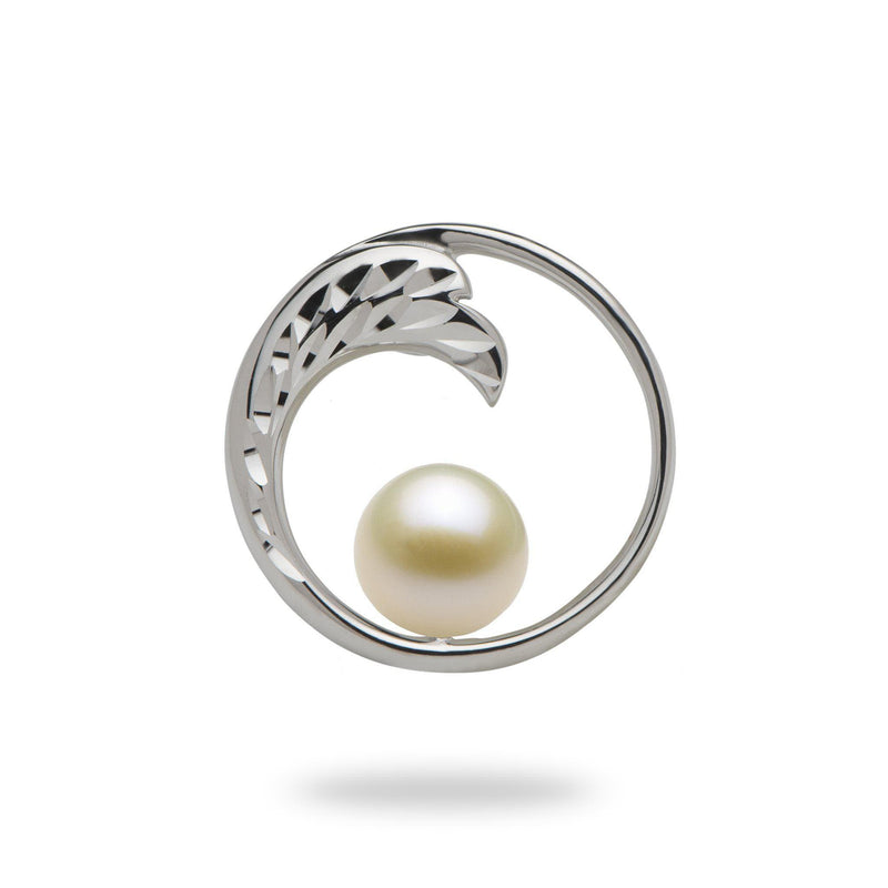 Pick A Pearl Nalu Pendant in White Gold - 18mm with White Pearl - Maui Divers Jewelry