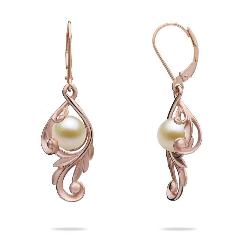 Maile Scroll Earring Mountings in 14k Rose Gold - Maui Divers Jewelry