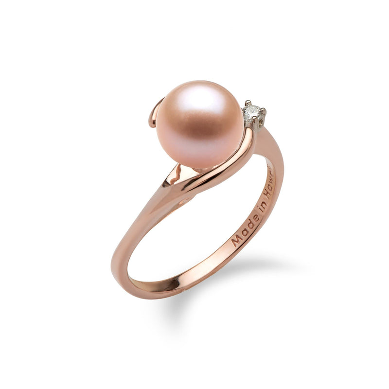 Pick-a-Pearl Ring in Rose Gold with Diamond With Pink Pearl - Maui Divers Jewelry