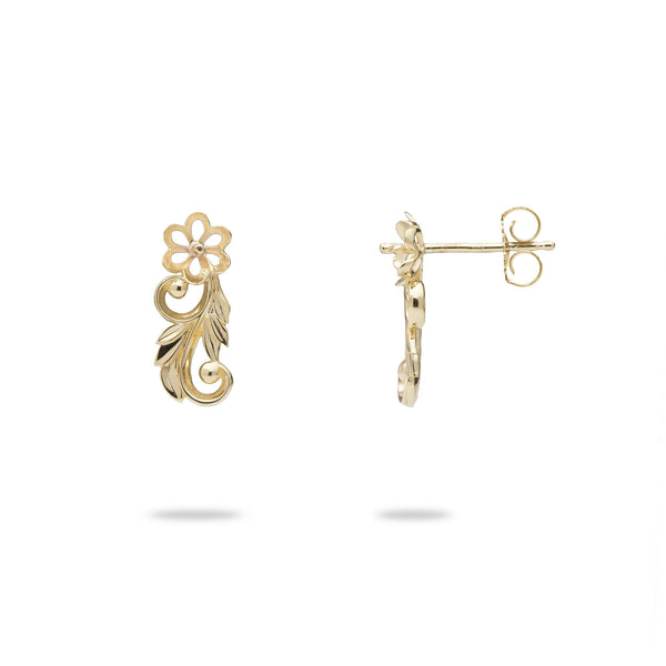Choisissez une boucles d'oreilles de défilement perle de Maile en or