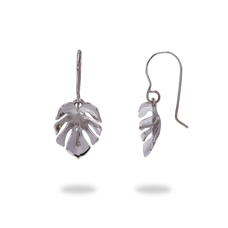 Pick-a-Pearl Monstera Earrings in White Gold - 15mm - Maui Divers Jewelry