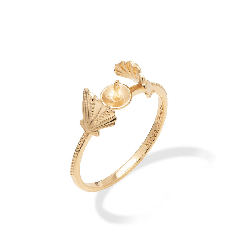 Pick A Pearl Seashells Ring in Gold on white background - Maui Divers Jewelry