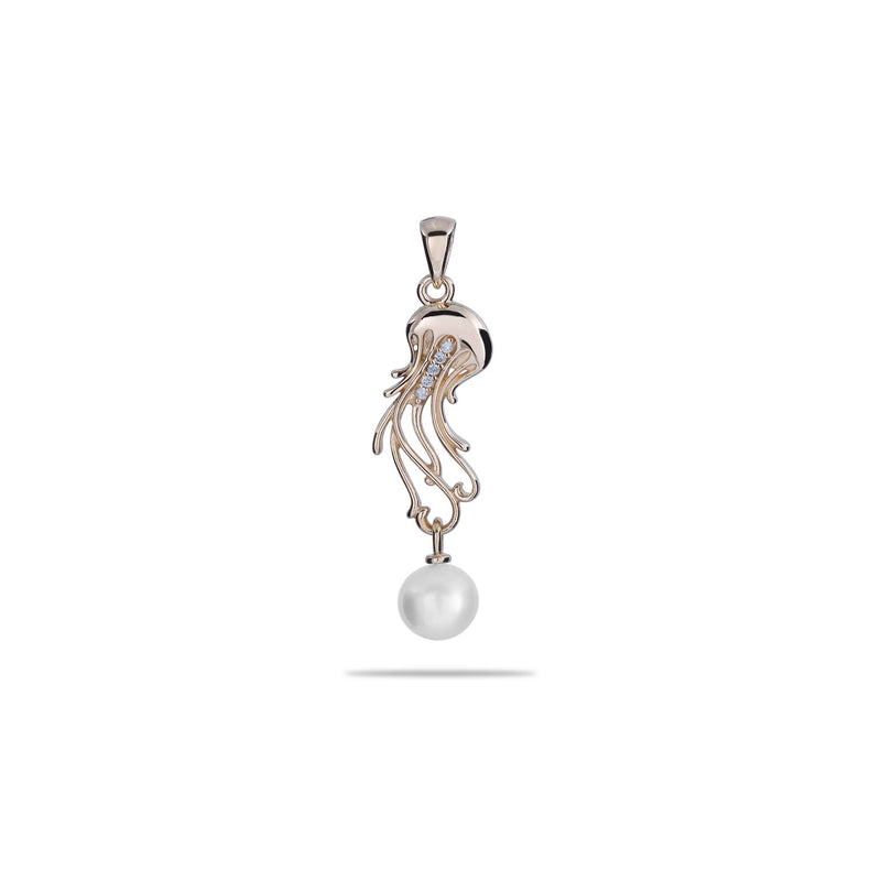 Pick A Pearl Jellyfish Pendant in Gold with Diamonds - 20mm
