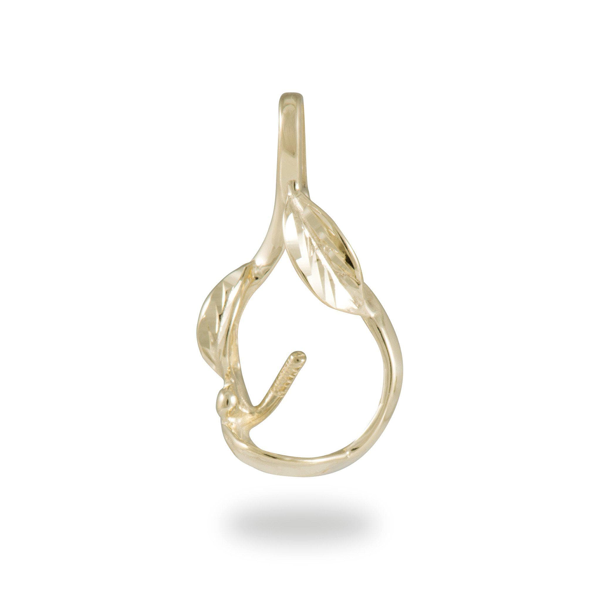 Maile Leaves Pendant Mounting in 14K Yellow Gold - Maui Divers Jewelry