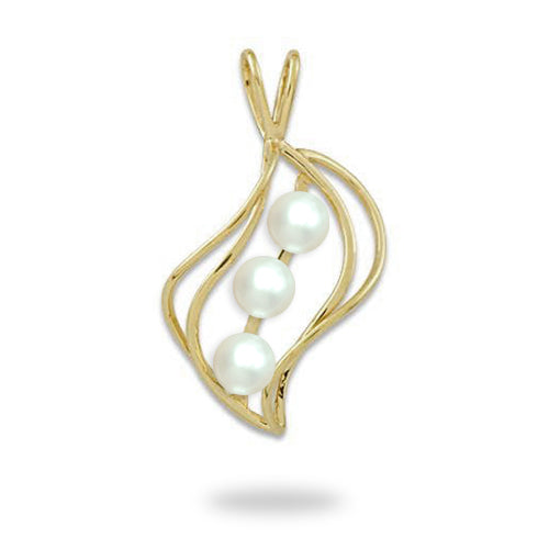Pick A Pearl Waterfall Pendant in Gold with White Pearl - Maui Divers Jewelry