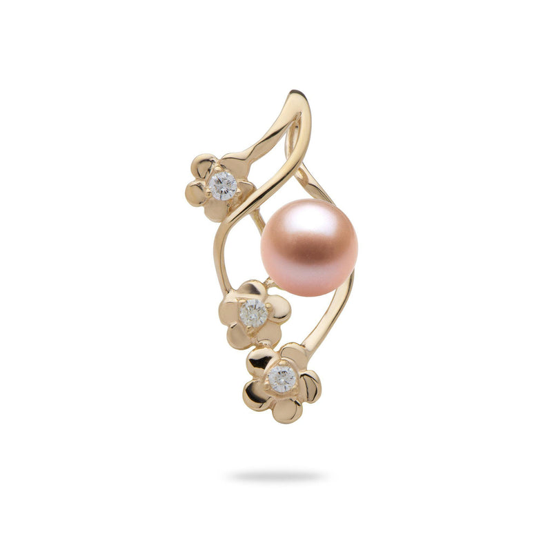 Flower Pendant Mounting in 14K Yellow Gold with Pink Pearl - Maui Divers Jewelry