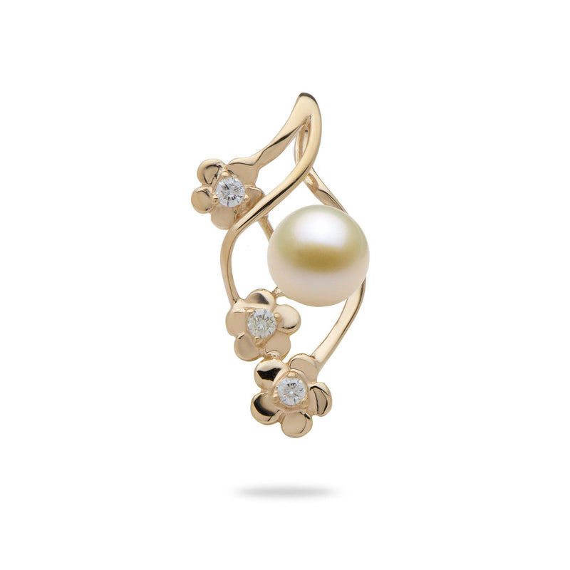 Flower Pendant Mounting in 14K Yellow Gold with White Pearl - Maui Divers Jewelry