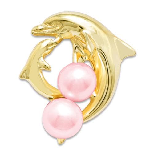 Dolphin Pick A Pearl Pendant in 14K Yellow Gold 076-00157 Pink