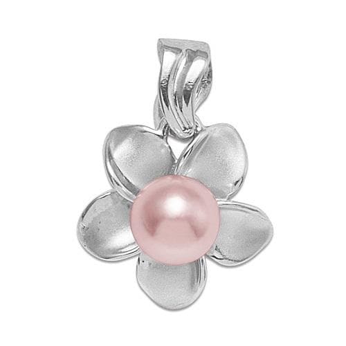 Pick A Pearl Plumeria Pendant in 14K White Gold - 13mm-[SKU]