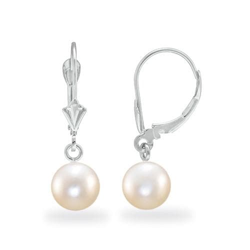 Earring Mountings in 14K White Gold with White Pearl - Maui Divers Jewelry