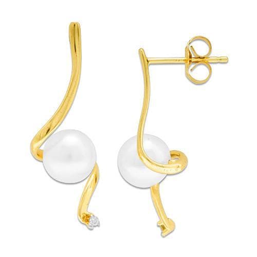 Pick A Pearl Waterfall Earrings in Gold with White Pearl - Maui Divers Jewelry