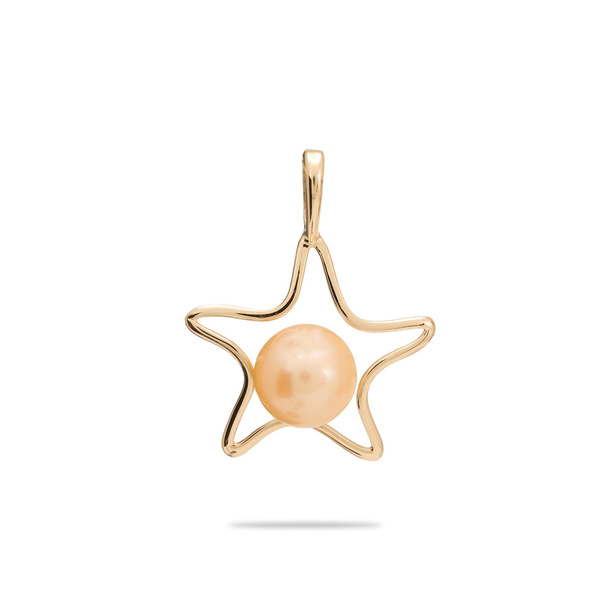 Pick A Pearl Starfish Pendant in Gold - 15mm with Peach Pearl - Maui Divers Jewelry