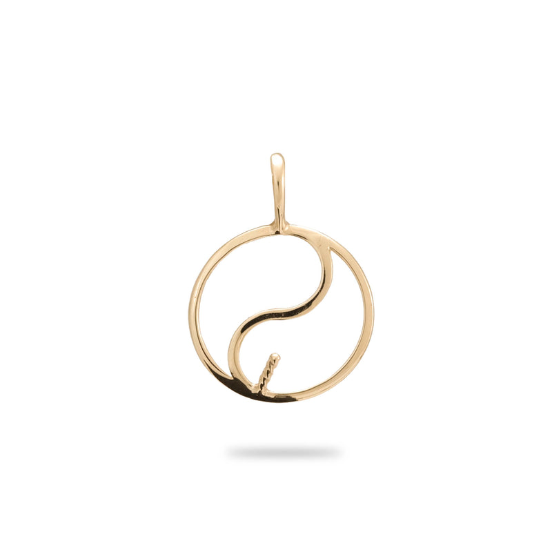 Pick A Pearl Yin Yang Pendant in gold - 15mm on white background - Maui Divers Jewelry
