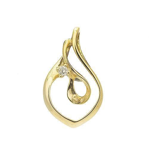 Ocean Wave Pendant Mounting with Diamond in 10K Yellow Gold - Maui Divers Jewelry