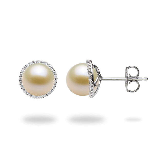 Pick A Pearl Halo Earrings in Sterling Silver - 15mm with White Pearl - Maui Divers Jewelry