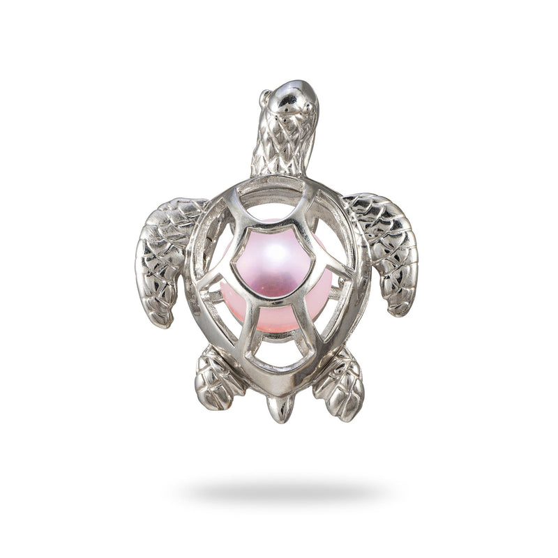 Honu Cage Pendant Mounting in Sterling Silver with Pink Pearl - Maui Divers Jewelry