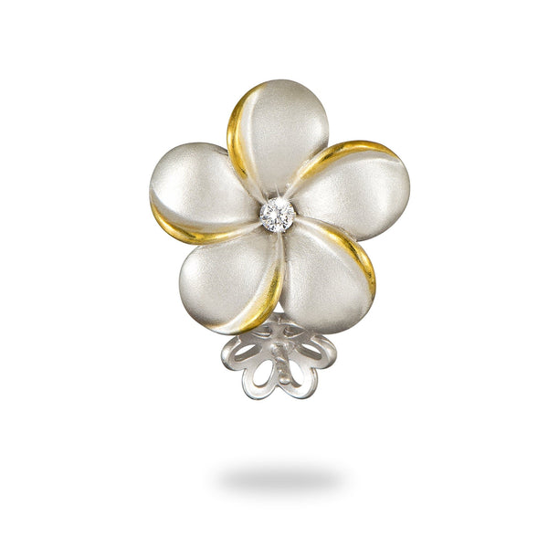 Plumeria (15mm) Pendant Mounting in Sterling Silver - Maui Divers Jewelry