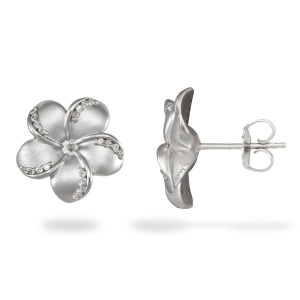 Plumeria (15mm) Earrings Mounting in Sterling Silver - Maui Divers Jewelry