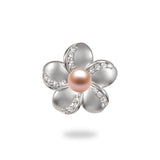 Plumeria (20mm) Pendant Mounting in Sterling Silver with Pink Pearl - Maui Divers Jewelry