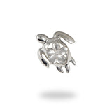 Plumeria Honu Pendant in Sterling Silver - 28mm-[SKU]