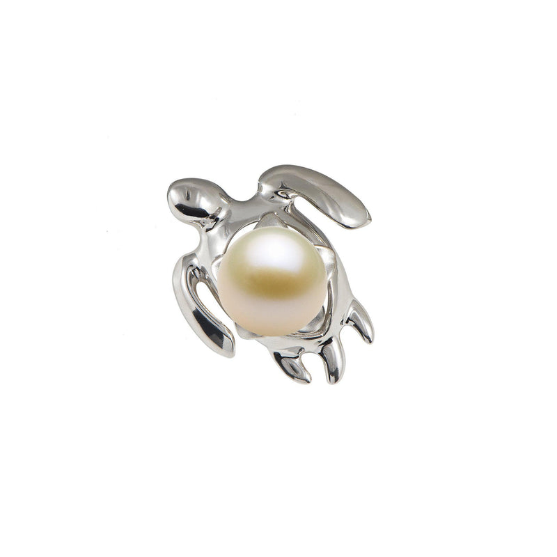 Plumeria Honu Pendant in Sterling Silver - 28mm-[SKU]